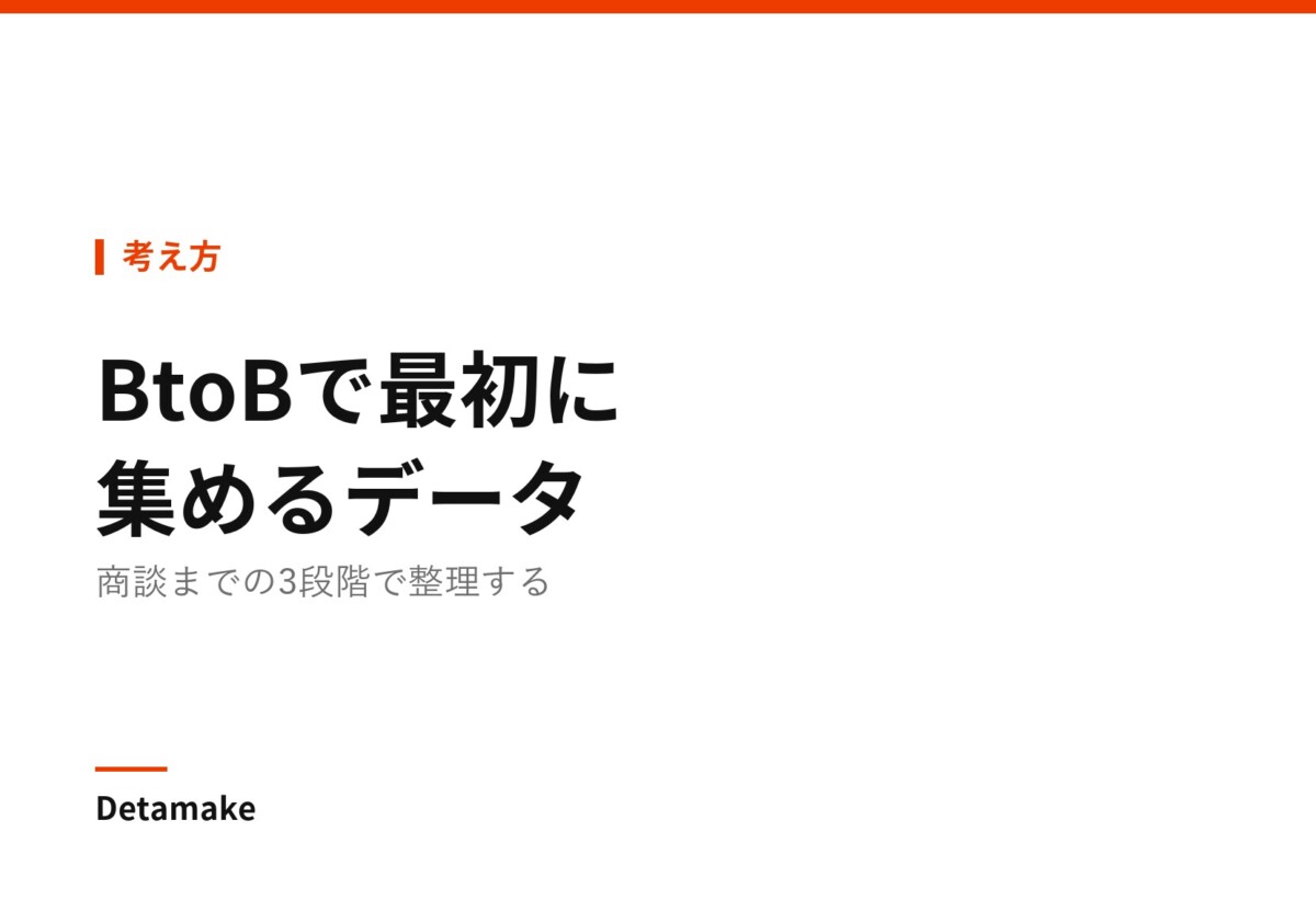 記事タイトル「BtoBで最初に集めるべきデータは何か」の文字が入ったアイキャッチ画像