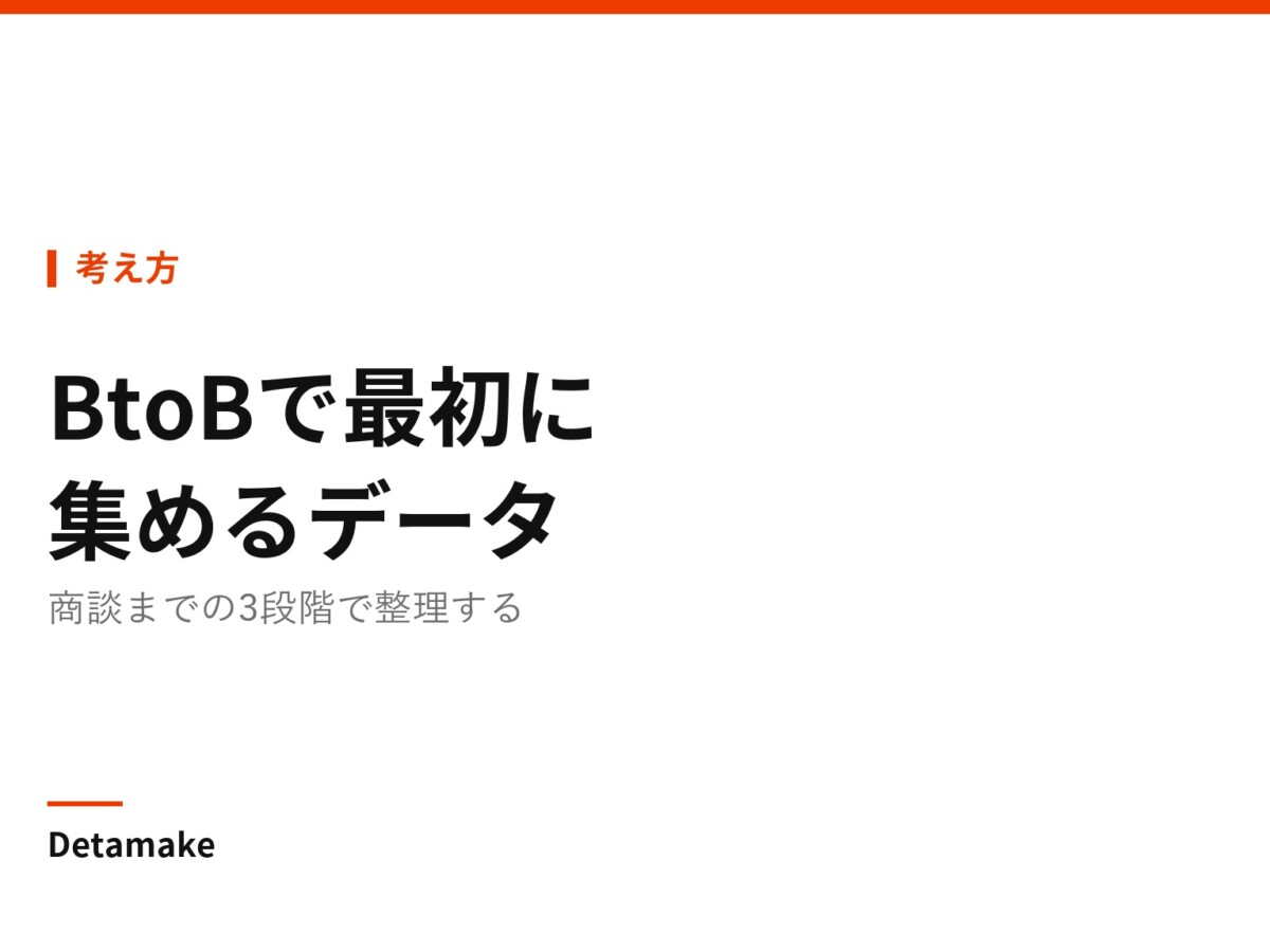 記事タイトル「BtoBで最初に集めるべきデータは何か」の文字が入ったアイキャッチ画像