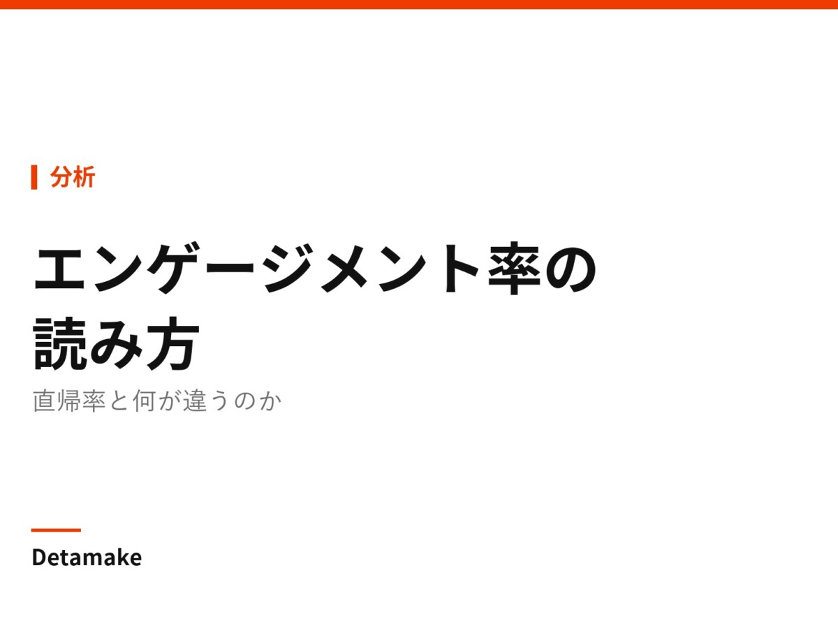 記事タイトル「エンゲージメント率の読み方 ― 直帰率と何が違うのか」の文字が入ったアイキャッチ画像