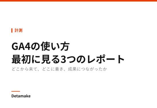 記事タイトル「GA4の使い方 ― 最初に見るのは3つのレポートだけでいい」の文字が入ったアイキャッチ画像
